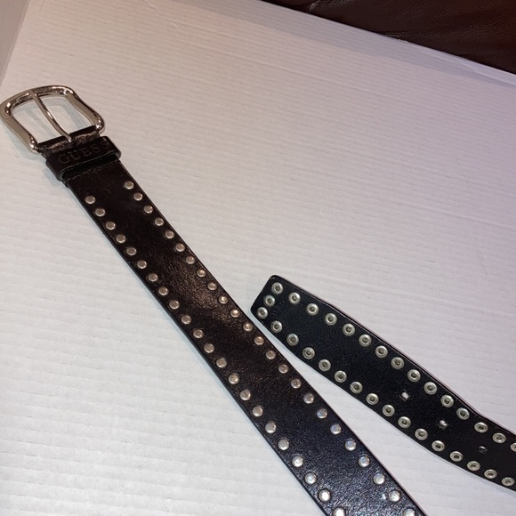 Guess LEATHER black and silver davit belt. L 914005 - Picture 1 of 8